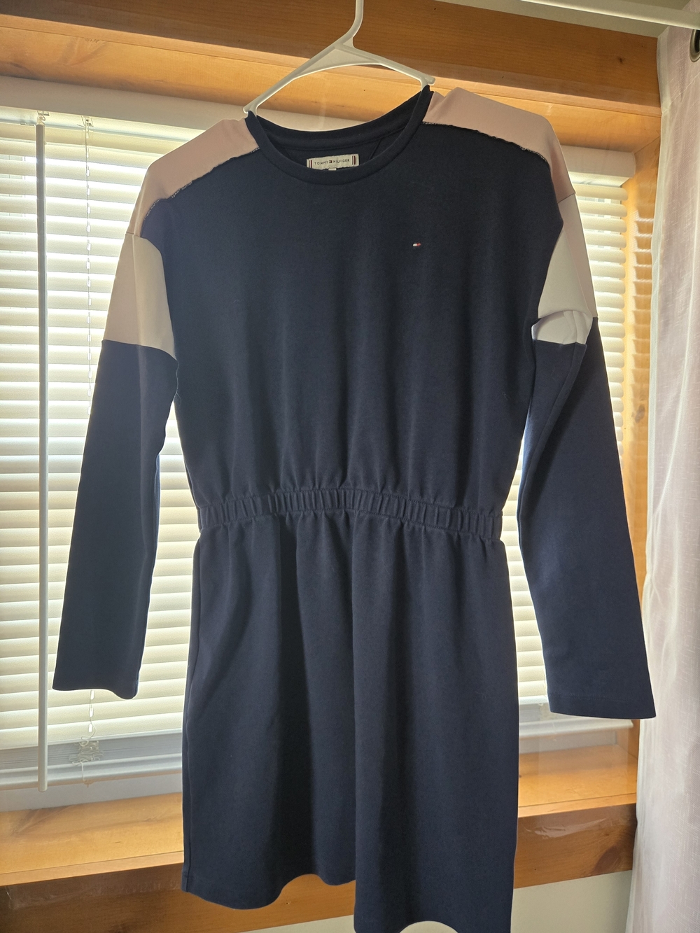 Tommy Hilfiger Navy Sweatshirt Dress with Pink & White Panels